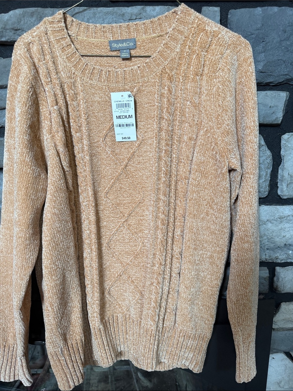 Style & Co. Chenille Scoopneck Sweater in Light Tan